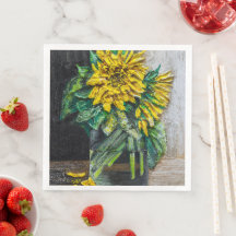 Stillleben-Acrylgemälde mit Sonnenblumen
