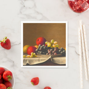 Stillleben, Äpfel, Trauben, Obst Serviette