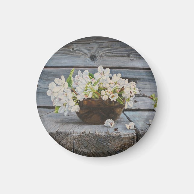 Stillleben Apfelblüte – Original Kunstdruck Magnet (Vorne)