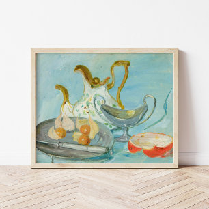 Stillleben auf blauem Hintergrund   Tadeusz Makows Poster