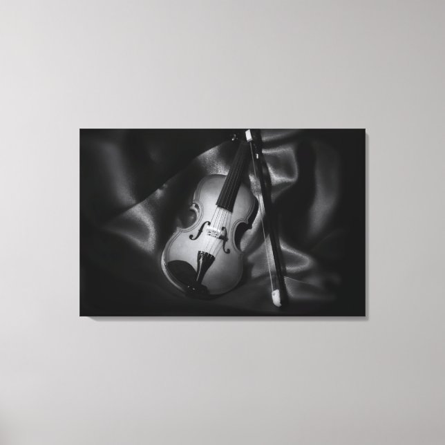Stillleben b&W-Bild einer Geige Leinwanddruck (Vorderseite)