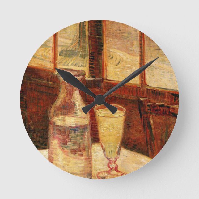 Stillleben bei Absinthe von Vincent van Gogh Runde Wanduhr (Vorderseite)