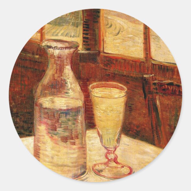 Stillleben bei Absinthe von Vincent van Gogh Runder Aufkleber (Vorderseite)