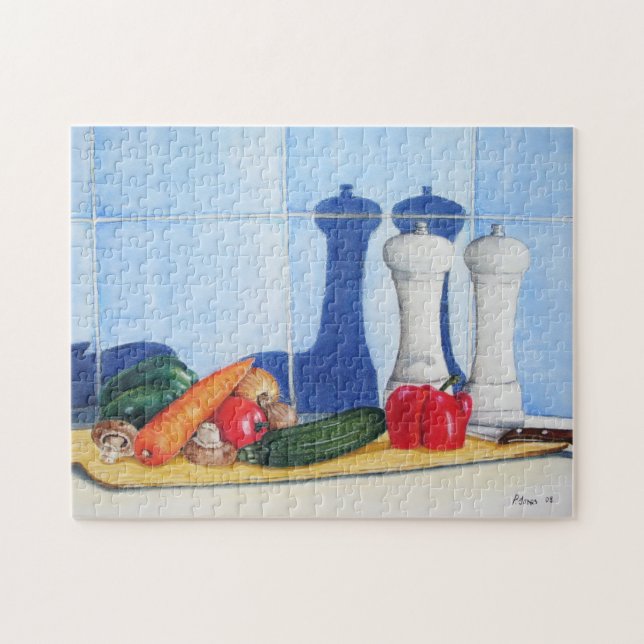 Stillleben bemalt Gemüse auf der Tafel (Horizontal)