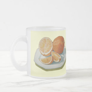 Stillleben Bild von Früchten und saftigen Orangen Mattglastasse