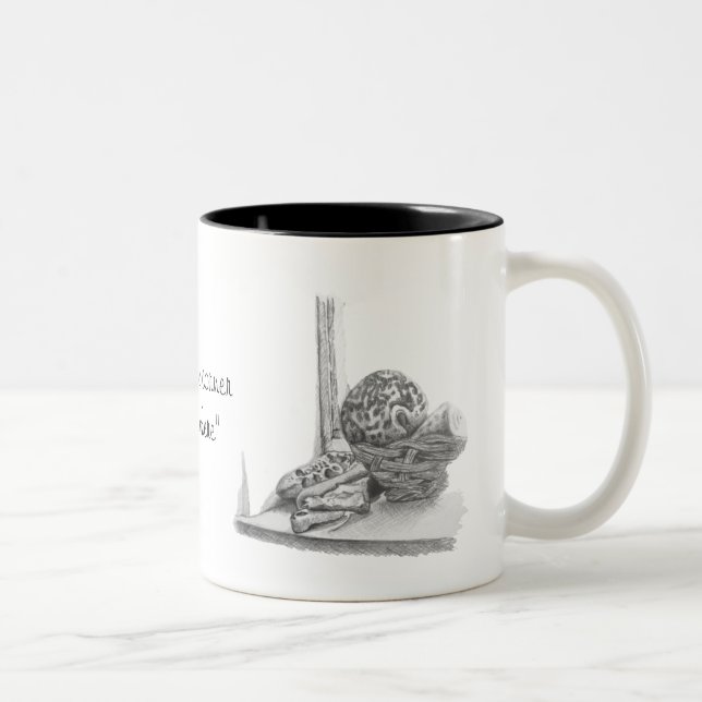 Stillleben Bild von Muscheln und Kies China Tasse (Rechts)