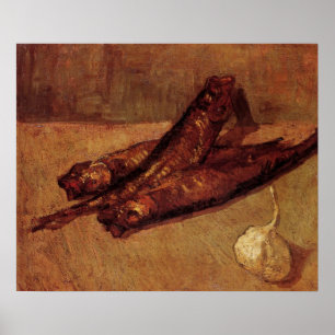 Stillleben Bloaters und Knoblauch von Vincent van  Poster