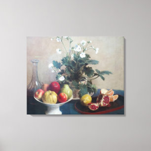 Stillleben Blume Gericht Obst und Karaffe Leinwanddruck
