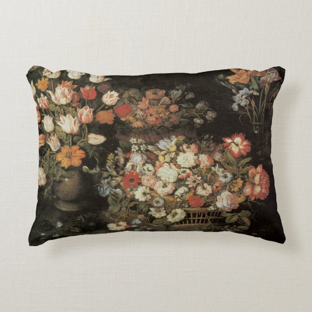 Stillleben Blume, Vintages Blumenbarock Dekokissen (Vorderseite)