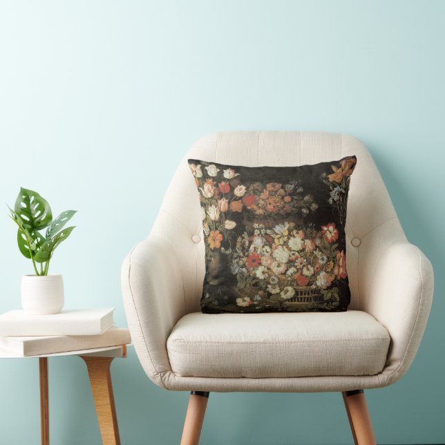 Stillleben Blume, Vintages Blumenbarock Kissen (Stuhl )