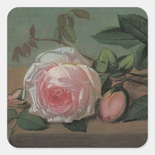 Stillleben Blumen auf einem Sims von Otto Ottesen Quadratischer Aufkleber