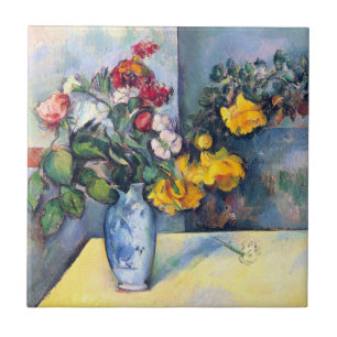 Stillleben Blumen in einer Vase von Paul Cezanne Fliese