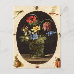 Stillleben Blumen und Insekten von Clara Peeters P Postkarte