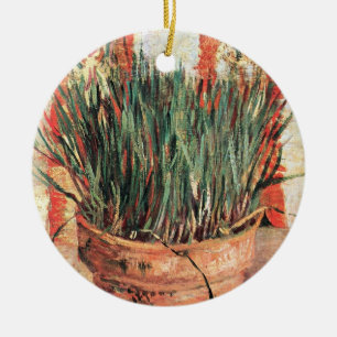 Stillleben-Blumentopf mit Schnittlauch von Vincent Keramik Ornament