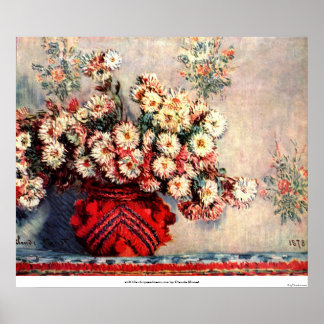 Stillleben Chrysanthemen von Claude Monet Poster