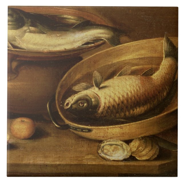 Stillleben der Fische und der Zitronen Fliese (Vorderseite)
