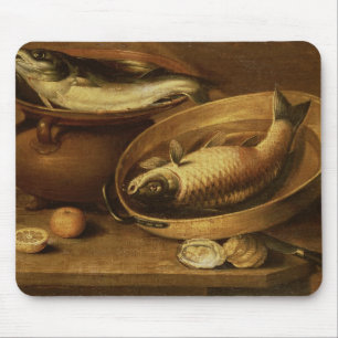 Stillleben der Fische und der Zitronen Mousepad