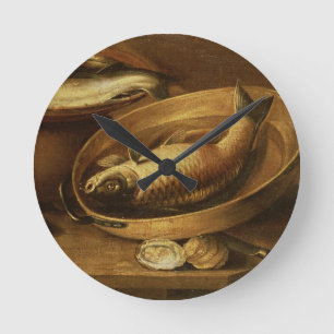 Stillleben der Fische und der Zitronen Runde Wanduhr