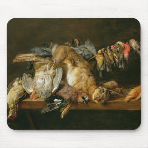 Stillleben der toten Vögel und des Hasen auf einer Mousepad