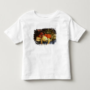 Stillleben der Trauben, der Orangen und der Kleinkind T-shirt