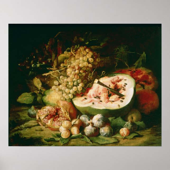 Stillleben des Obstes an der Kante Poster (Vorne)