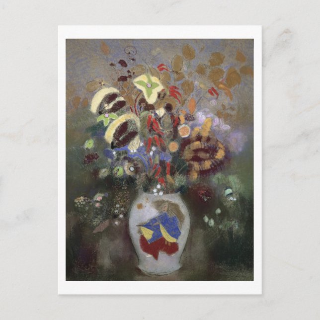 Stillleben einer Vase aus Blume (pastellfarben auf Postkarte (Vorderseite)