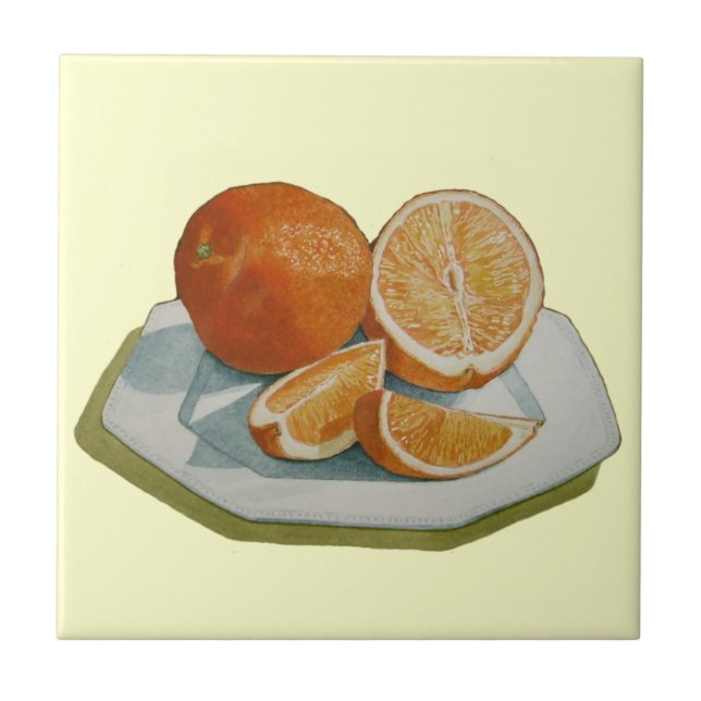 Stillleben Frucht geschnitten orange-realistische  Fliese (Vorderseite)