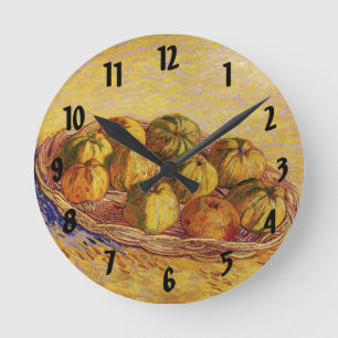 Stillleben, Korb mit Äpfeln von Vincent van Gogh Runde Wanduhr
