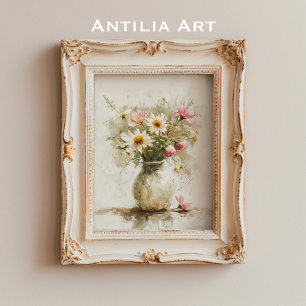 Stillleben Malen Frühlingsbrunnen Blume Bouquet in Poster