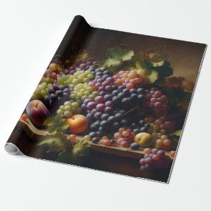 Stillleben-Malerei mit Trauben und Früchten Geschenkpapier