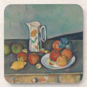 Stillleben, Milchkännchen und Obst auf einem Tisch Getränkeuntersetzer