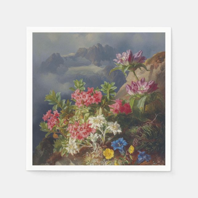 Stillleben mit alpinen Blume - Andreas Lach Serviette (Vorderseite)