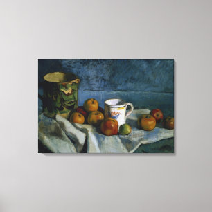 Stillleben mit Äpfeln, Cup und Werfer (Öl auf Ca Leinwanddruck