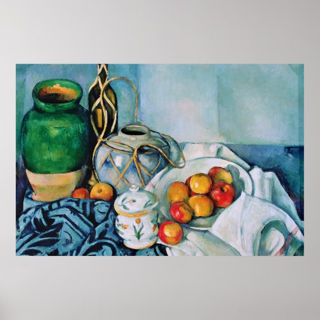 Stillleben mit Äpfeln, Paul Cézanne Poster (Vorne)