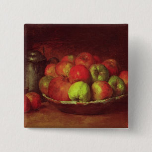 Stillleben mit Äpfeln und einem Granatapfel Button