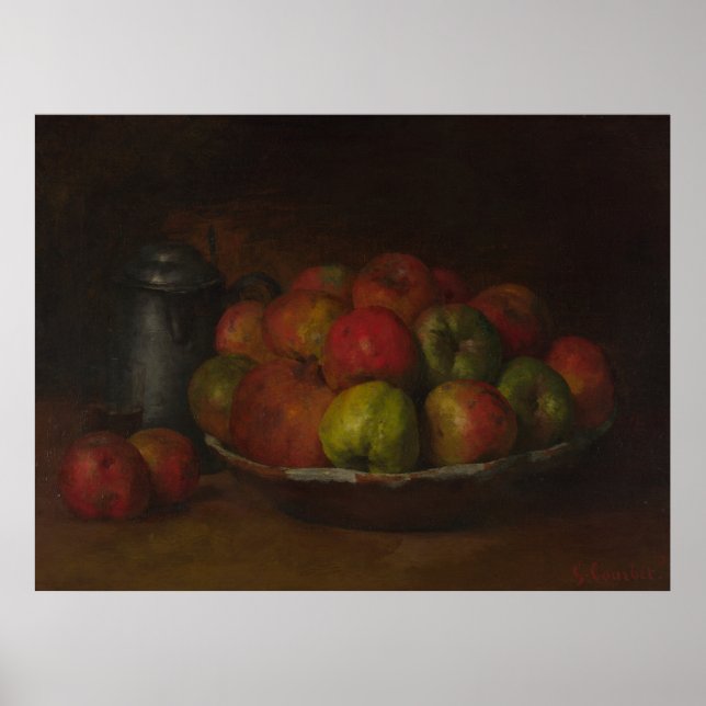 Stillleben mit Äpfeln und Granatapfel Poster (Vorne)