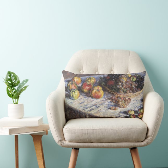 Stillleben mit Äpfeln und Trauben von Claude Monet Lendenkissen (Stuhl )