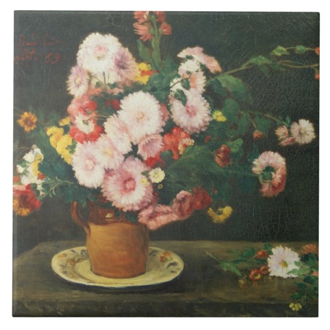 Stillleben mit Astern Fliese (Vorderseite)