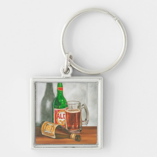 Stillleben mit Bier von Jennifer Goldberger Schlüsselanhänger (Vorne)