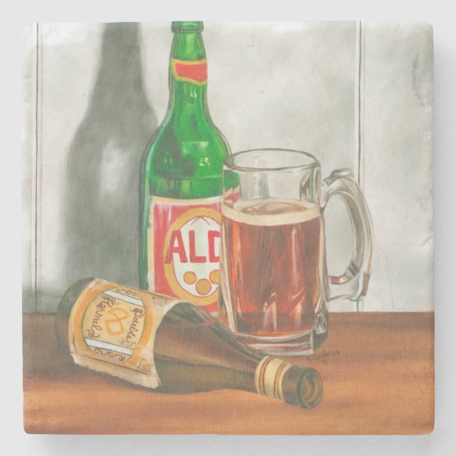 Stillleben mit Bier von Jennifer Goldberger Steinuntersetzer (Vorderseite)