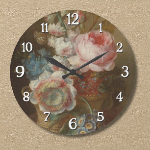 Stillleben mit Blume - Cornelis van Spaendonck Große Wanduhr