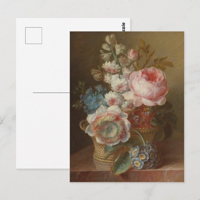 Stillleben mit Blume - Cornelis van Spaendonck Postkarte (Vorne/Hinten)