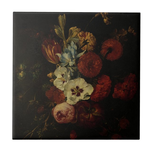 Stillleben mit Blume Fliese (Vorderseite)