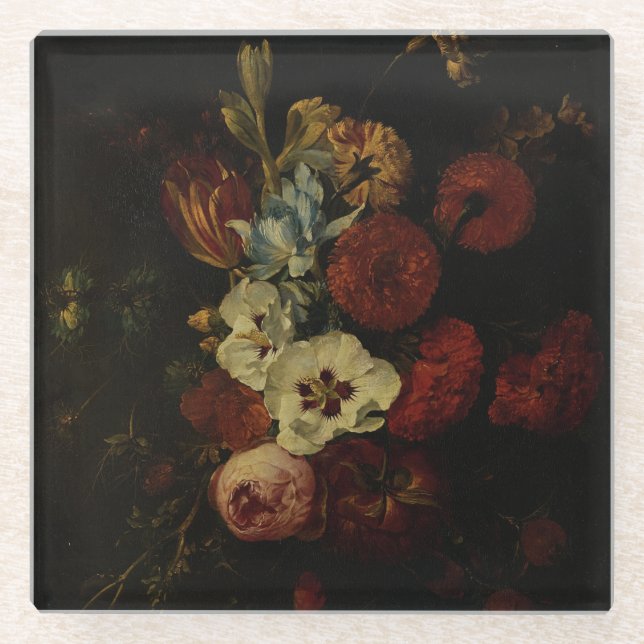Stillleben mit Blume Glasuntersetzer (Vorderseite)