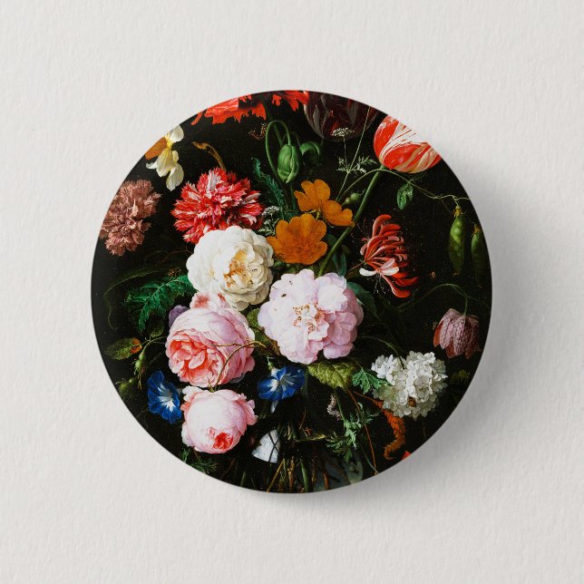 Stillleben mit Blume in einem Glass Vase Classic Button (Vorderseite)