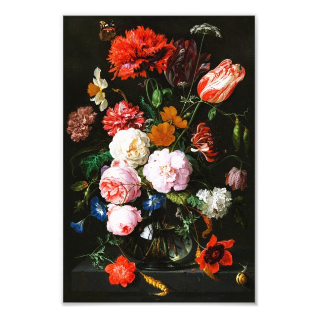 Stillleben mit Blume in einem Glass Vase Classic Fotodruck (Vorne)