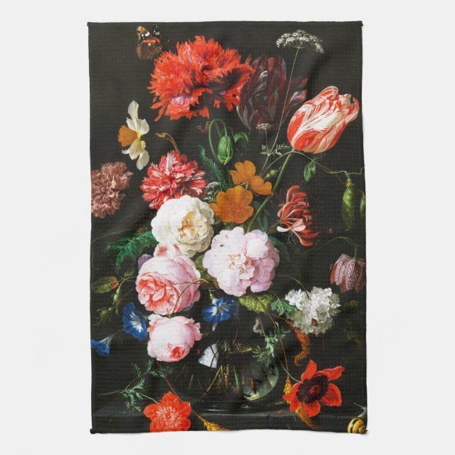 Stillleben mit Blume in einem Glass Vase Classic Geschirrtuch (Vertikal)