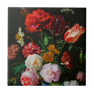 Stillleben mit Blume in einer Glasvase Fliese