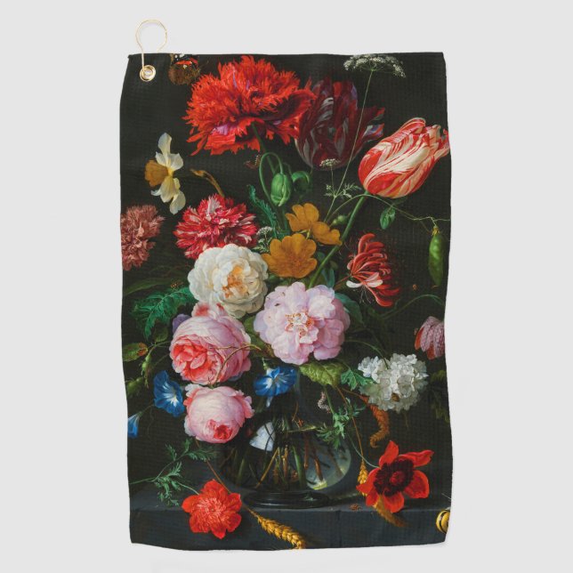 Stillleben mit Blume in einer Glasvase Golfhandtuch (Vorderseite)
