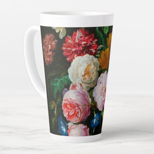 Stillleben mit Blume in einer Glasvase Milchtasse (Linke Ecke)